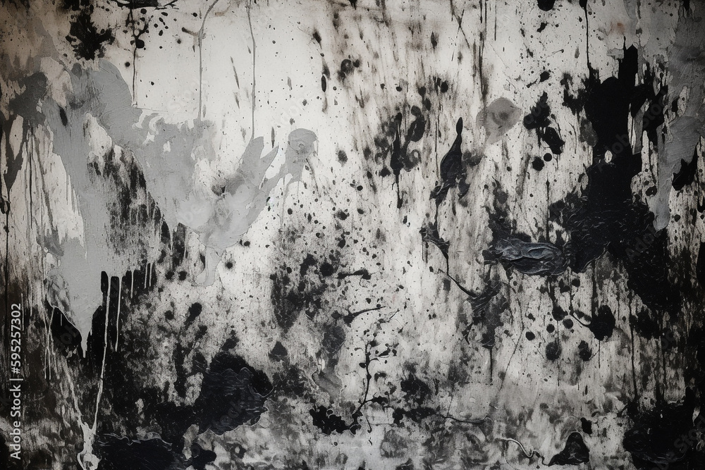 black and white paint on a wall with a grunge texture. Generative Ai