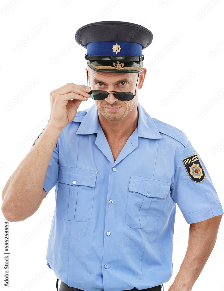 Portrait, police man and officer in sunglasses isolated on a transparent png background. Law enforcement, serious and mature policeman with glasses, cop face and security guard for justice in uniform Portrait, police man and officer in sunglasses isolated on a transparent png background. Law enforcement, serious and mature policeman with glasses, cop face and security guard for justice in uniform