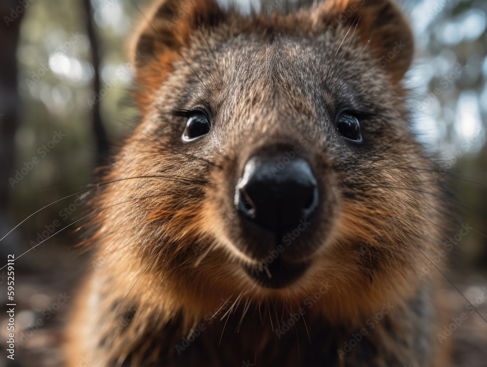 Naklejka premium Close up of a brown animal looking at the camera. Generative AI