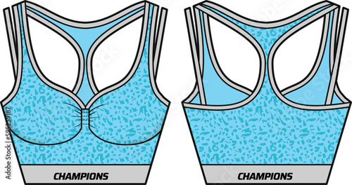 Women racer back Sports bra support top active sports Jersey design flat sketch fashion Illustration suitable for girls and Ladies, Vest for Swim, yoga, gym, running and sports activity