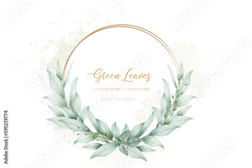 watercolor invitation design with floral wreath