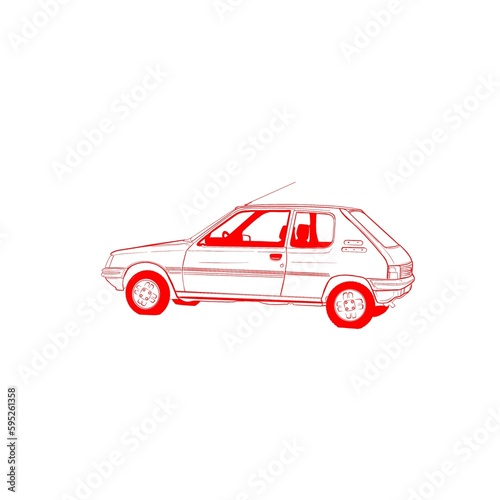 car isolated on white background lines 