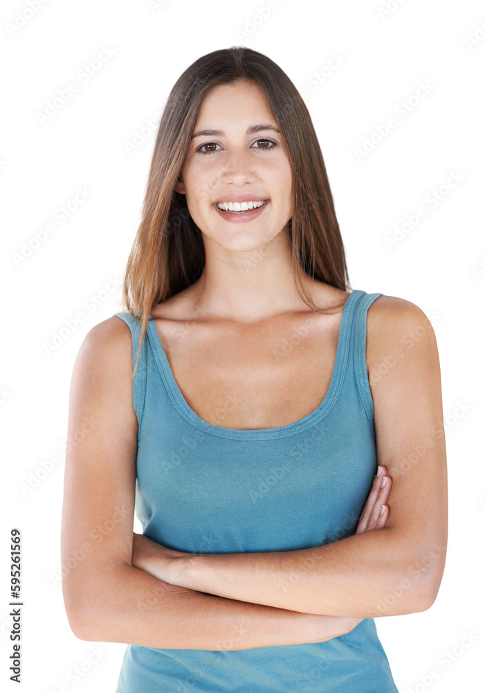 Fashion, confidence and portrait of woman with a smile isolated on a transparent, png background. Happiness, modern style and young female face of model alone and proud with empowerment and beauty Fashion, confidence and portrait of woman with a smile isolated on a transparent, png background. Happiness, modern style and young female face of model alone and proud with empowerment and beauty
