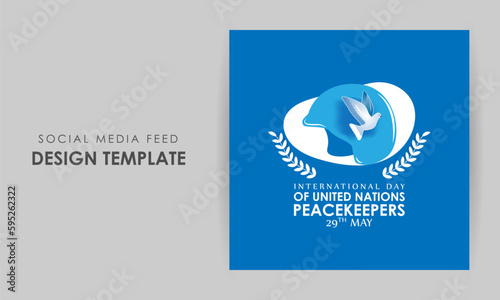Vector illustration of United Nations Peacekeepers Day social media story feed mockup template