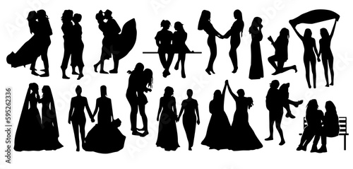 silhouettes of women poses 