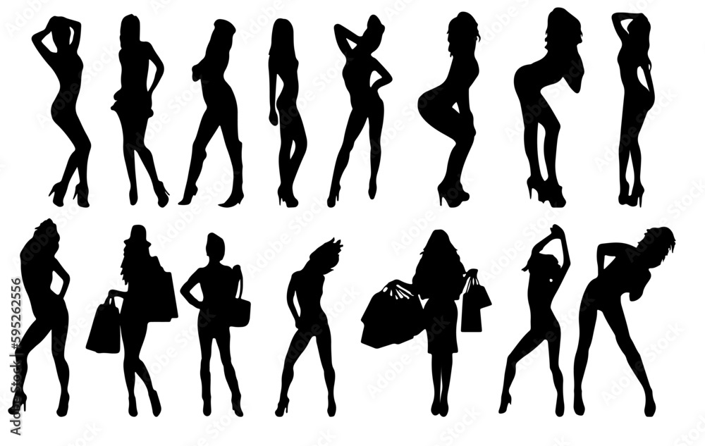 silhouettes of women poses	