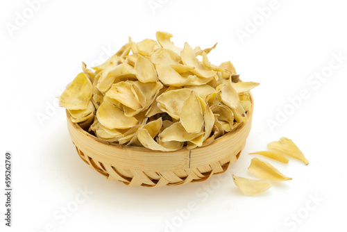 dried lily bulbs, traditional chinese herbal medicine, isolate on white background.
