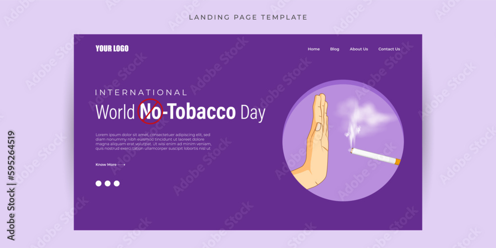 Vector illustration of World No Tobacco Day Website landing page banner mockup Template
