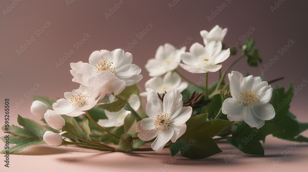 Wedding and Celebrations: A White Floral on a Blush Pink Background AI Wedding and Celebrations: A White Floral on a Blush Pink Background AI
