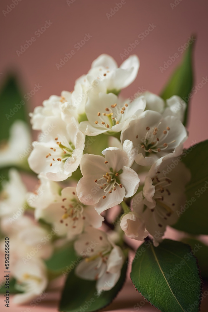 Obraz premium Wedding and Celebrations: A White Floral on a Blush Pink Background AI