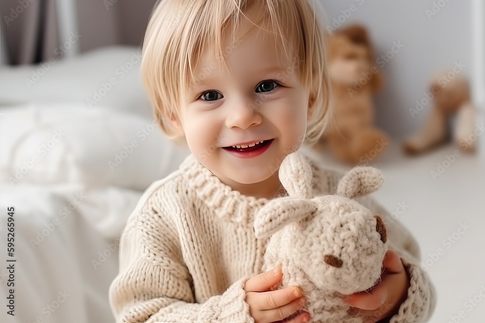 Baby boy child in knitted sweater (Ai generated) Baby boy child in knitted sweater (Ai generated)