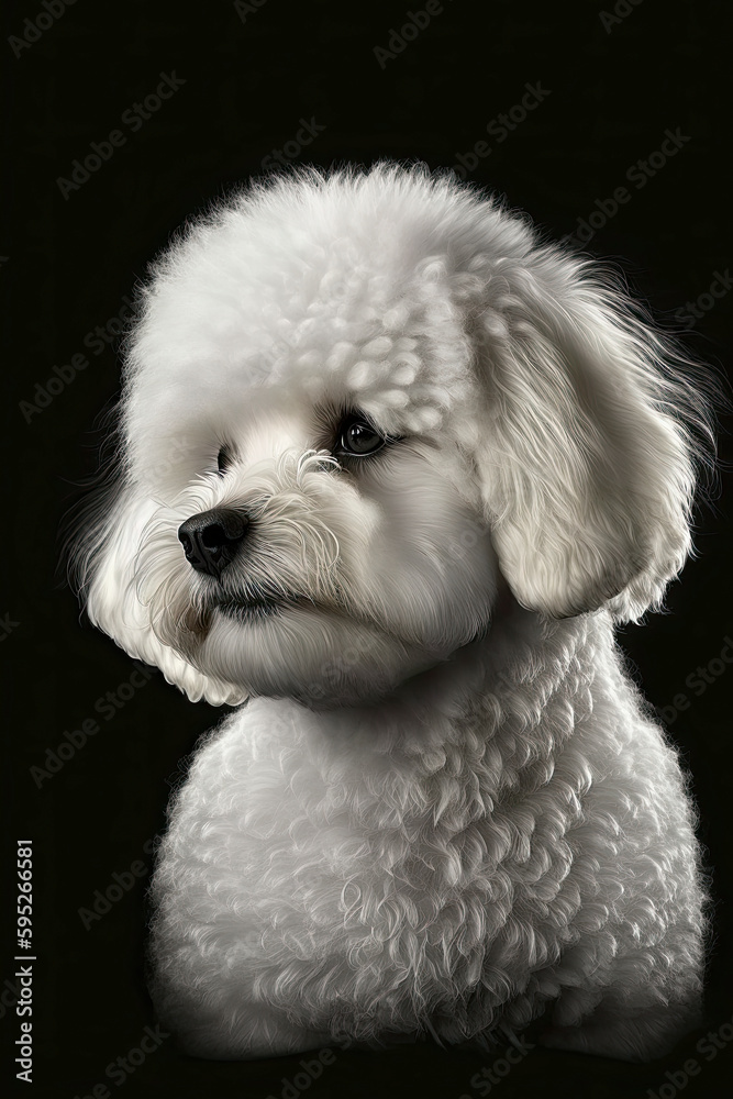 Obraz premium Generative AI illustration studio portrait style image of Bichon Freise pedigree dog breed