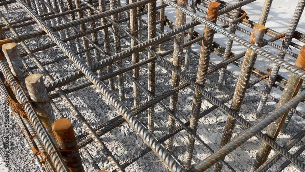 Rusty rebar for concrete pouring. Steel reinforcement bars