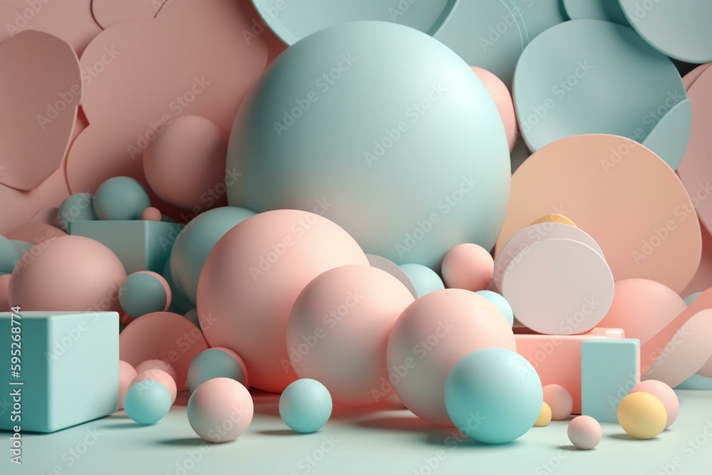 AI generated 3D geometric background with pastel round shapes ...