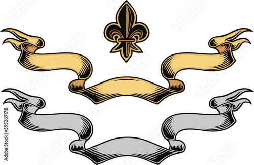 vector, set of ventage banners and a heraldic lily