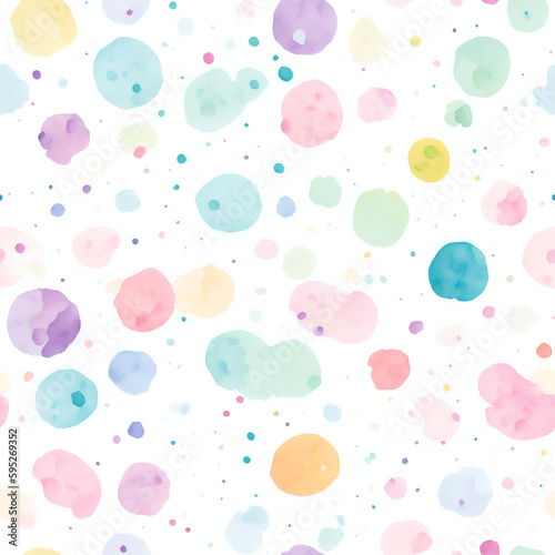 Abstract watercolor soap bubbles seamless background  pastel colors and white background  ai generative art.