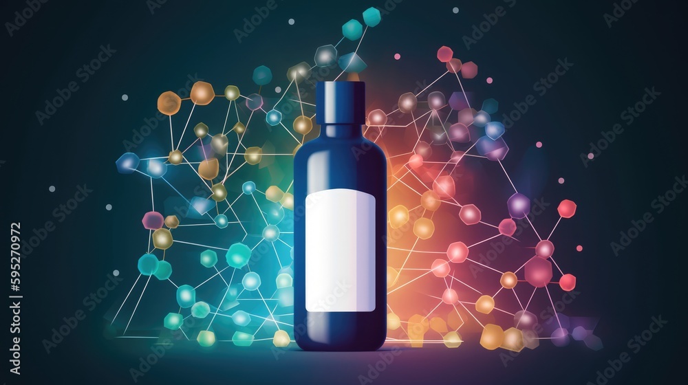 Molecular Wonders: Captivating Illustration of Peptides' Small Size and Powerful Benefits in Anti-Aging and Supplement Industries. Generative ai illustration Molecular Wonders: Captivating Illustration of Peptides' Small Size and Powerful Benefits in Anti-Aging and Supplement Industries. Generative ai illustration