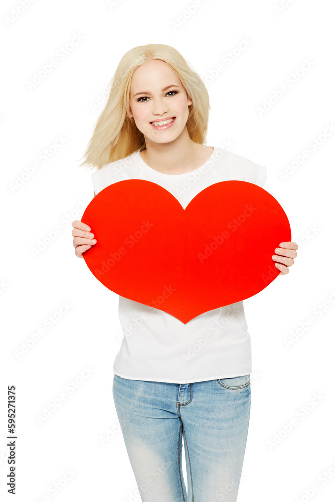 Love, heart and portrait of woman holding a shape as a symbol of care isolated in a transparent png background. Smile, happy and female person showing cardboard sign for support or peace Love, heart and portrait of woman holding a shape as a symbol of care isolated in a transparent png background. Smile, happy and female person showing cardboard sign for support or peace