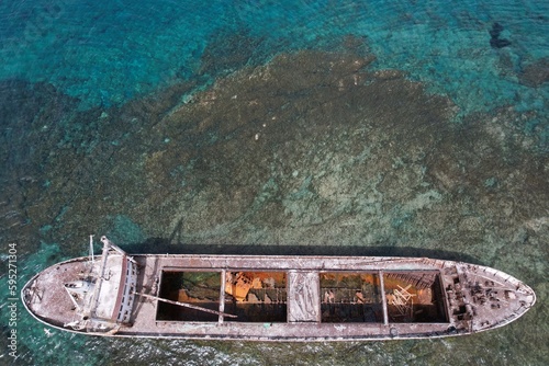 Aerial view of the Demetrios II shipwreck near Cyprus