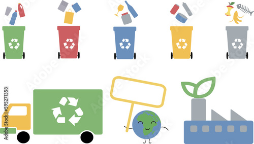waste recycling vector set, set of images about environment and recycling
