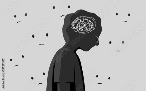 Foto Silhouette of a boy get stress and sad emotion with stigma