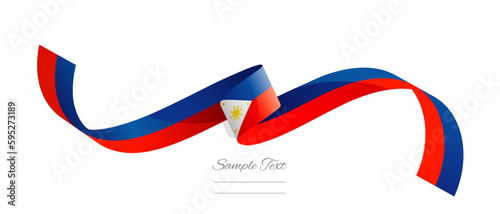 philippine flag ribbon vector illustration. philippines flag ribbon on abstract isolated on white color background