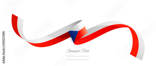 Czech flag ribbon vector illustration. Czechia flag ribbon on abstract isolated on white color background