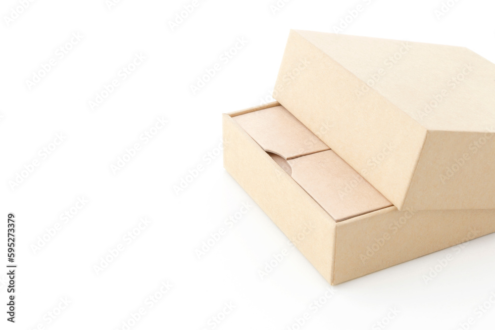 Eco-friendly packaging box, Paper Box For Branding on white isolated background Eco-friendly packaging box, Paper Box For Branding on white isolated background