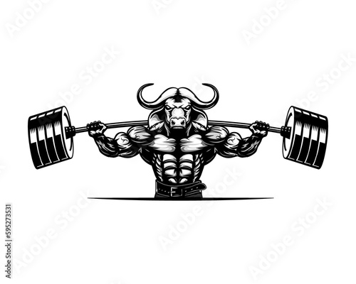 Buffalo Gym Bodybilder Fitness ,Strongman,Powerlifter Muscles Iron Weights Strong photo