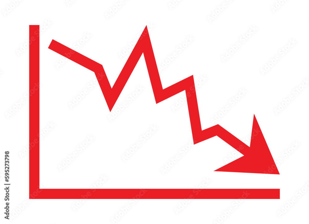 Red arrow going down stock icon on white background. Decrease, Bankruptcy, financial market crash icon for your web site design, logo, app, UI. graph chart downtrend symbol.chart going down sign.
Red arrow going down stock icon on white background. Decrease, Bankruptcy, financial market crash icon for your web site design, logo, app, UI. graph chart downtrend symbol.chart going down sign.
