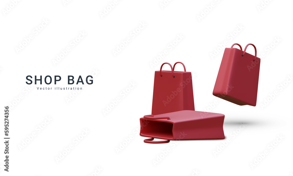 3D Vector illustration.Banner for online shopping with 3d realistic gift bags. Vector illustration 3D Vector illustration.Banner for online shopping with 3d realistic gift bags. Vector illustration