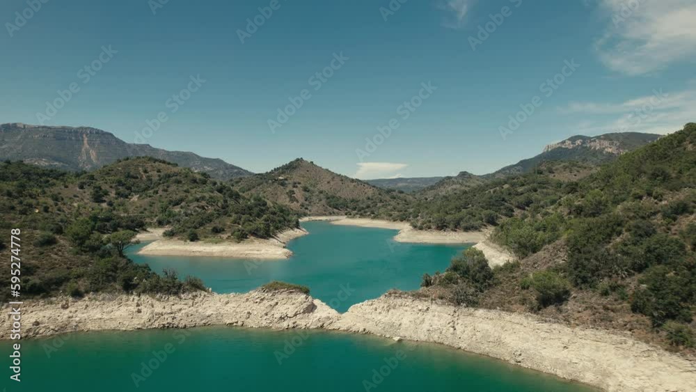 Lake and river in the mountains of Catalonia drone footage Lake and river in the mountains of Catalonia drone footage