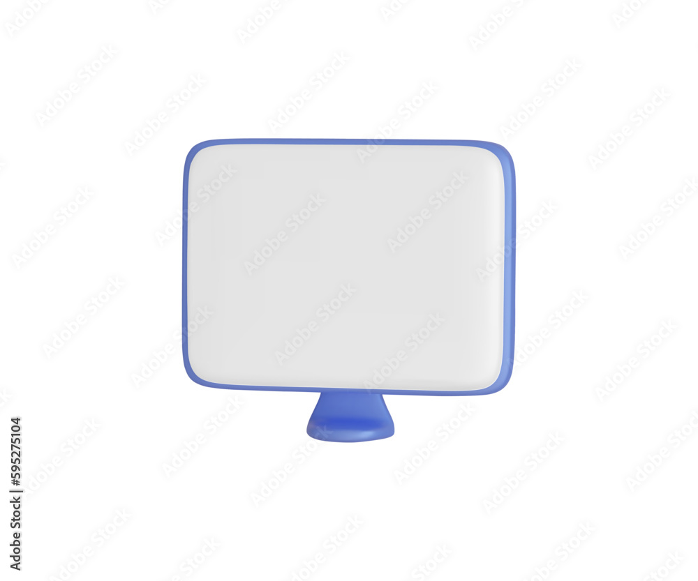 Minimalistic desktop blue computer mockup. White background, website template. Blank screen mock up. Empty monitor for web design, branding presentation. 3D vector illustration Minimalistic desktop blue computer mockup. White background, website template. Blank screen mock up. Empty monitor for web design, branding presentation. 3D vector illustration