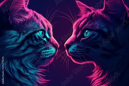 Synthwave Cats photo