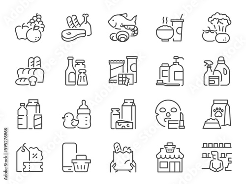 Canvastavla Grocery types icon set