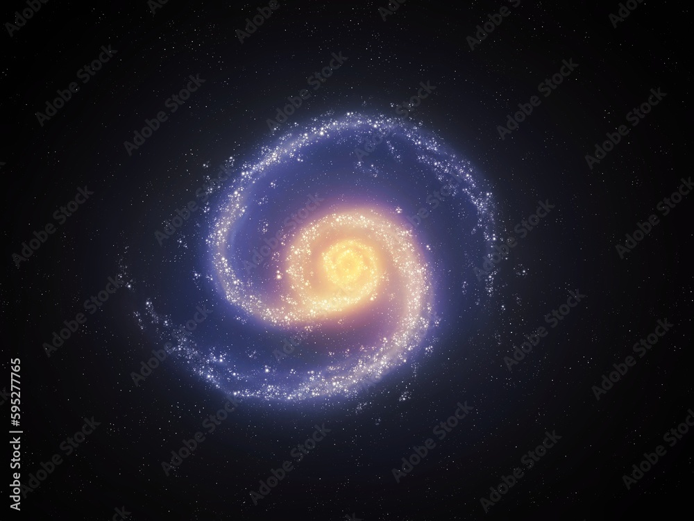 Naklejka premium Distant galaxy in outer space with nebulae. Alien galaxy with a bright core. Astronomical observations of the universe.