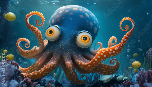 cute cartoon octopus generative ai