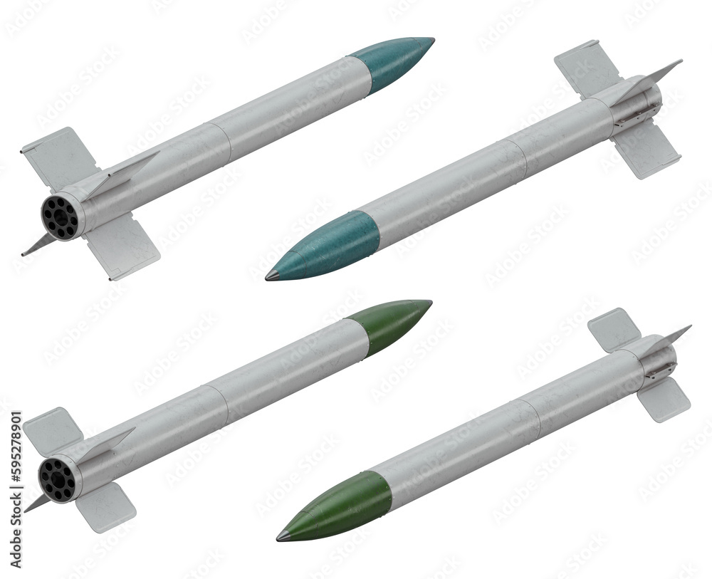 3d render illustration of a aircraft rockets set 3d render illustration of a aircraft rockets set