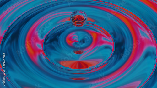red and blue waterdrop ripple