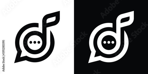 note music and chat logo design icon vector illustration
