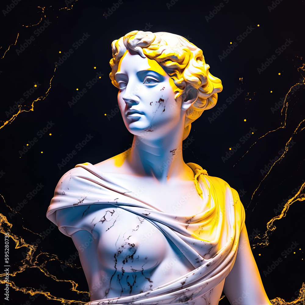 Une sculpture en marbre, statue d'une personne stoïcienne grecque ou