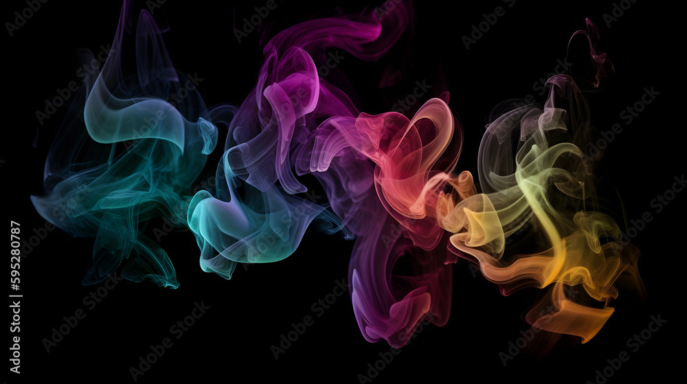 Colorful Smoke on Black Background - Desktop Wallpaper, generative AI Colorful Smoke on Black Background - Desktop Wallpaper, generative AI