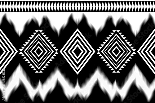 Black and White Seamless Pattern Ikat Geometric Line Abstract Vector Illustration Wallpaper Traditional Ethnic Concept Style Design for Textile Fabric Clothing Ornament 