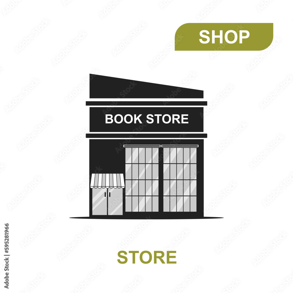 Illustration of a book store. Vector icon on transparent background. Flat vector book store icon symbol sign from modern collection for mobile concept and web apps design.