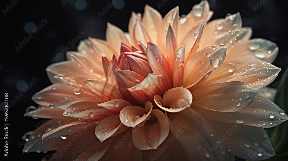 Dahlia flower adorned with sparkling water droplets Dahlia flower adorned with sparkling water droplets