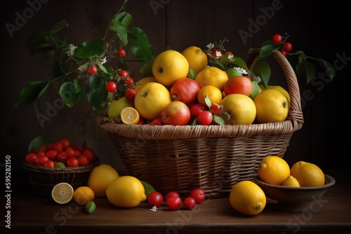 stunning arrangement of fruits in a basket