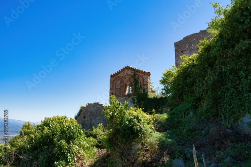 Byzantine castle state of Mystras, Greece Medieval Art. Medieval architecture.