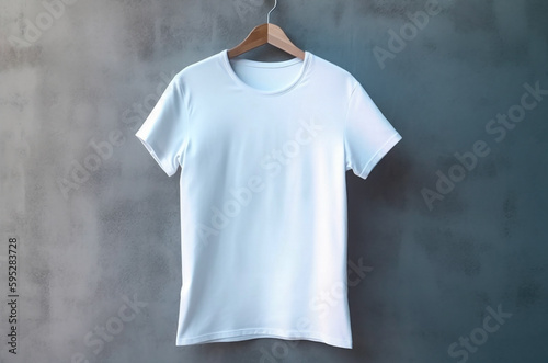 White t-shirt mockup. Foreground. Blank polo mockup design. Front view. On a gray background