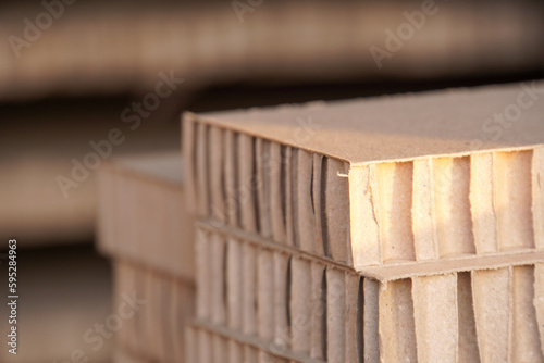 Honeycomb cardboard. Reboard packaging. Recyclable craft paper. photo