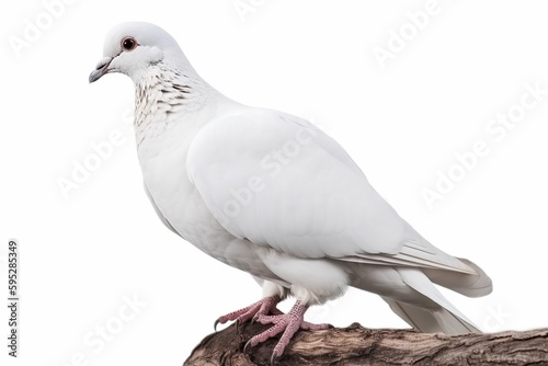 white pigeon isolated on white background. Generative AI